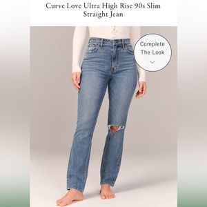 Abercrombie & Fitch Curve Love Ultra High Rise 90s Slim Straight Jean